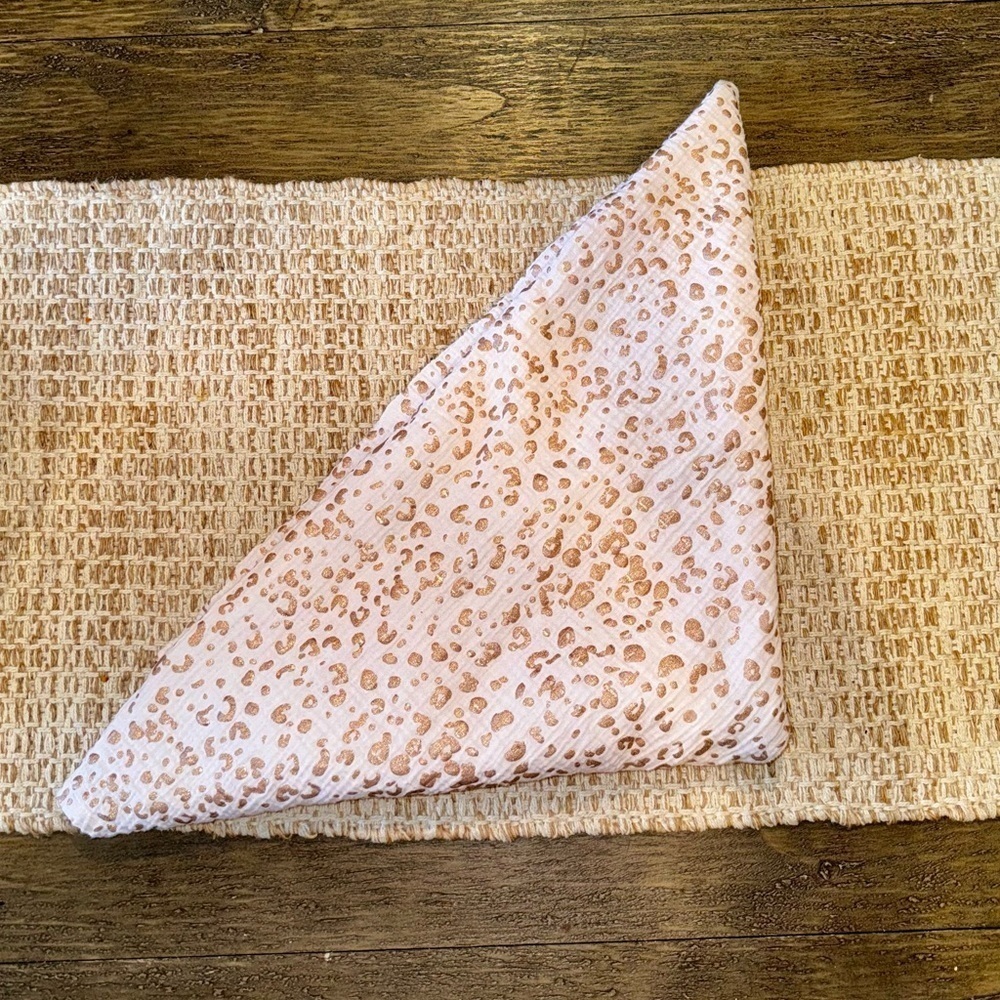 Pottery Barn Kids Pink Gold Leopard Print Organic Cotton Swaddle Blanket